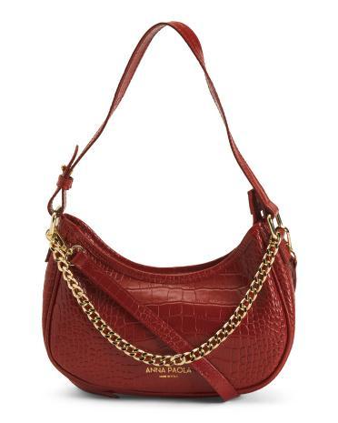 Leather Crescent Moon Crossbody With Chain For Women Product Image