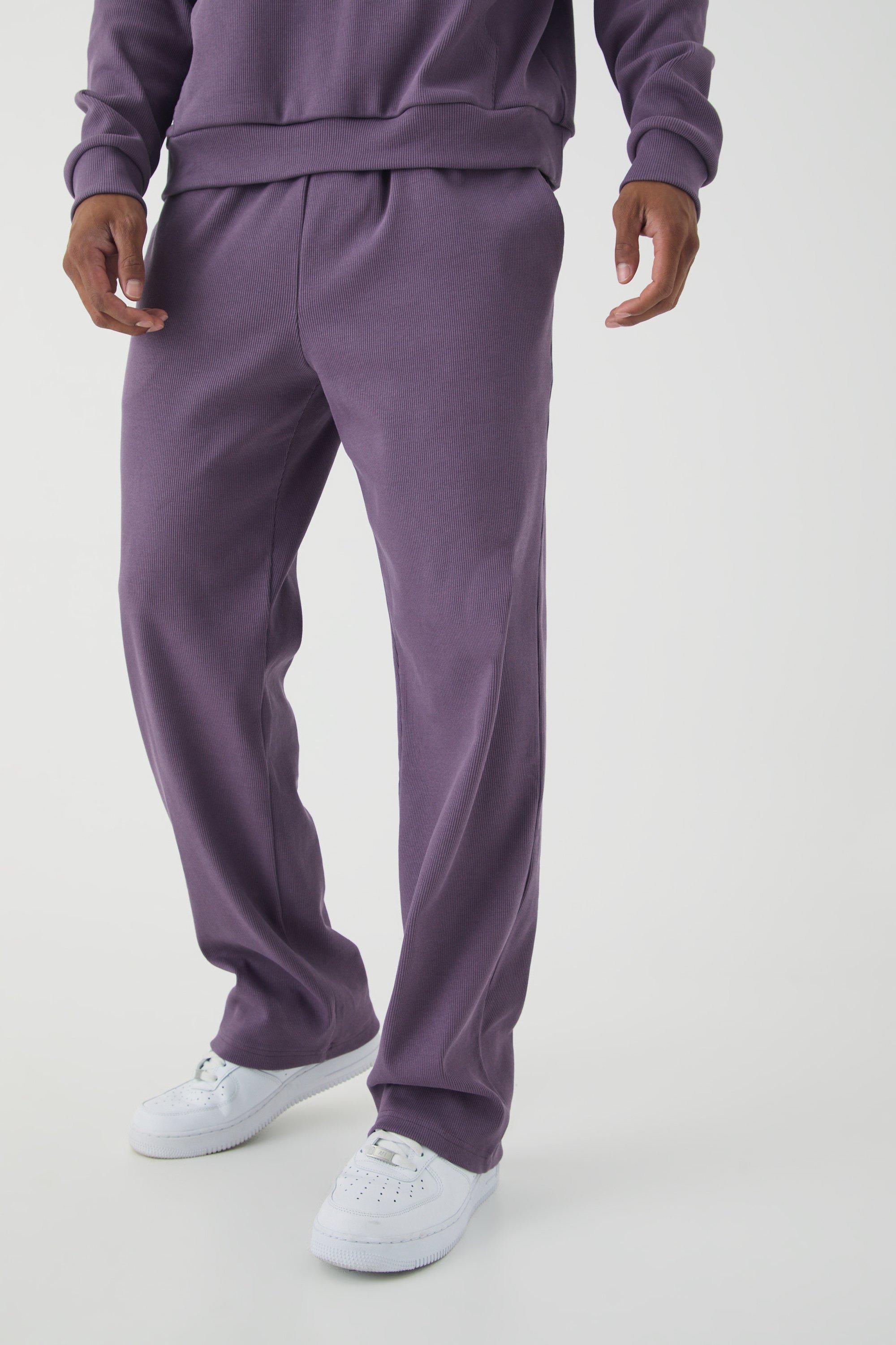 Relaxed contrast drawcord Heavy Ribbed Sweatpants | boohooMAN USA Product Image