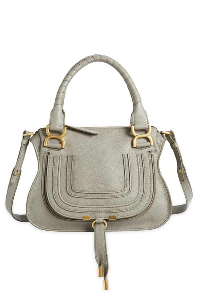 Small Marcie Leather Satchel In Cashmere Grey Product Image