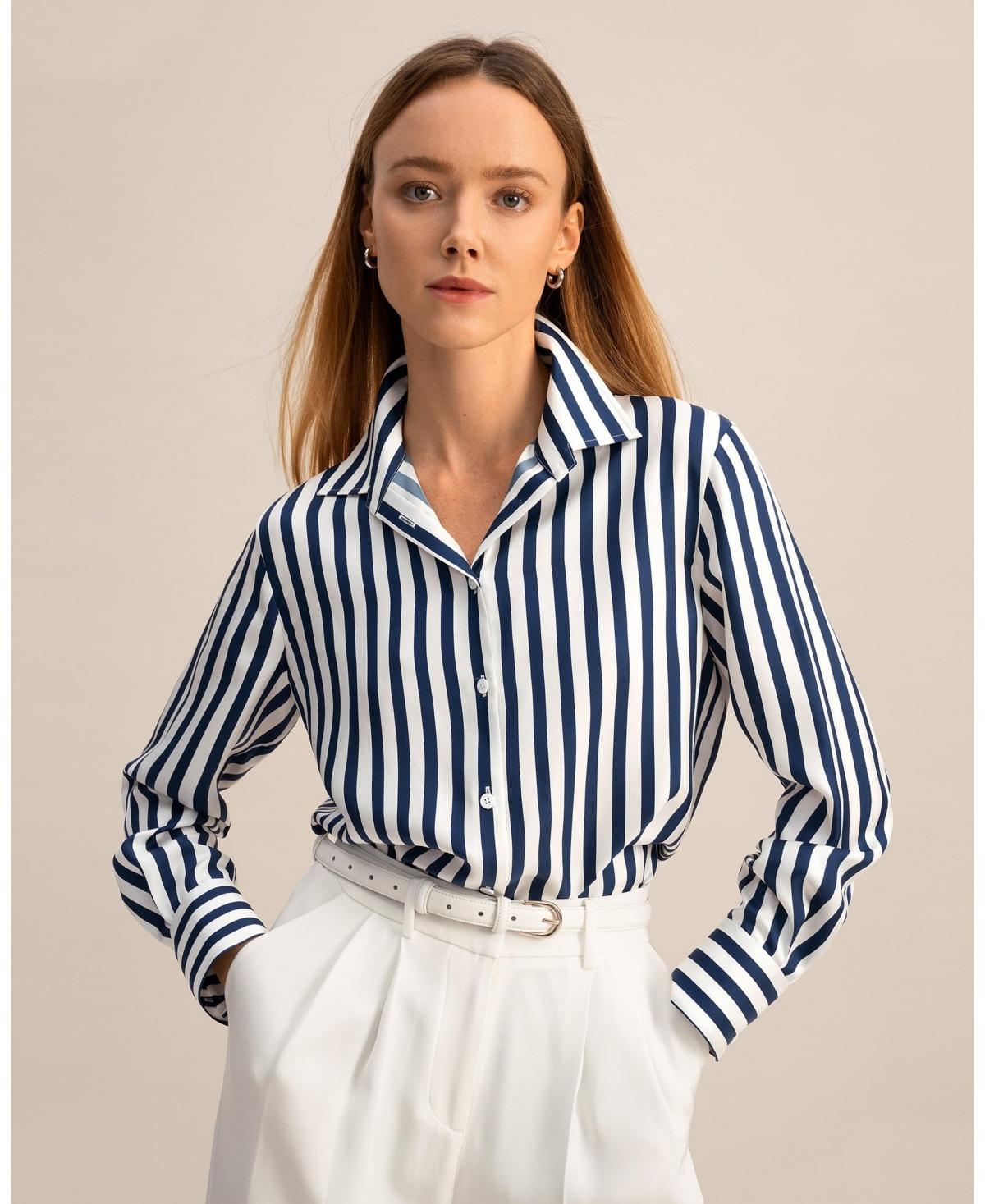 Lilysilk Womens The Amalfi Stripe Silk Shirt for Women Product Image