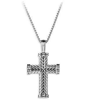 Mens Chevron Cross Pendant in Silver, 40mm Product Image