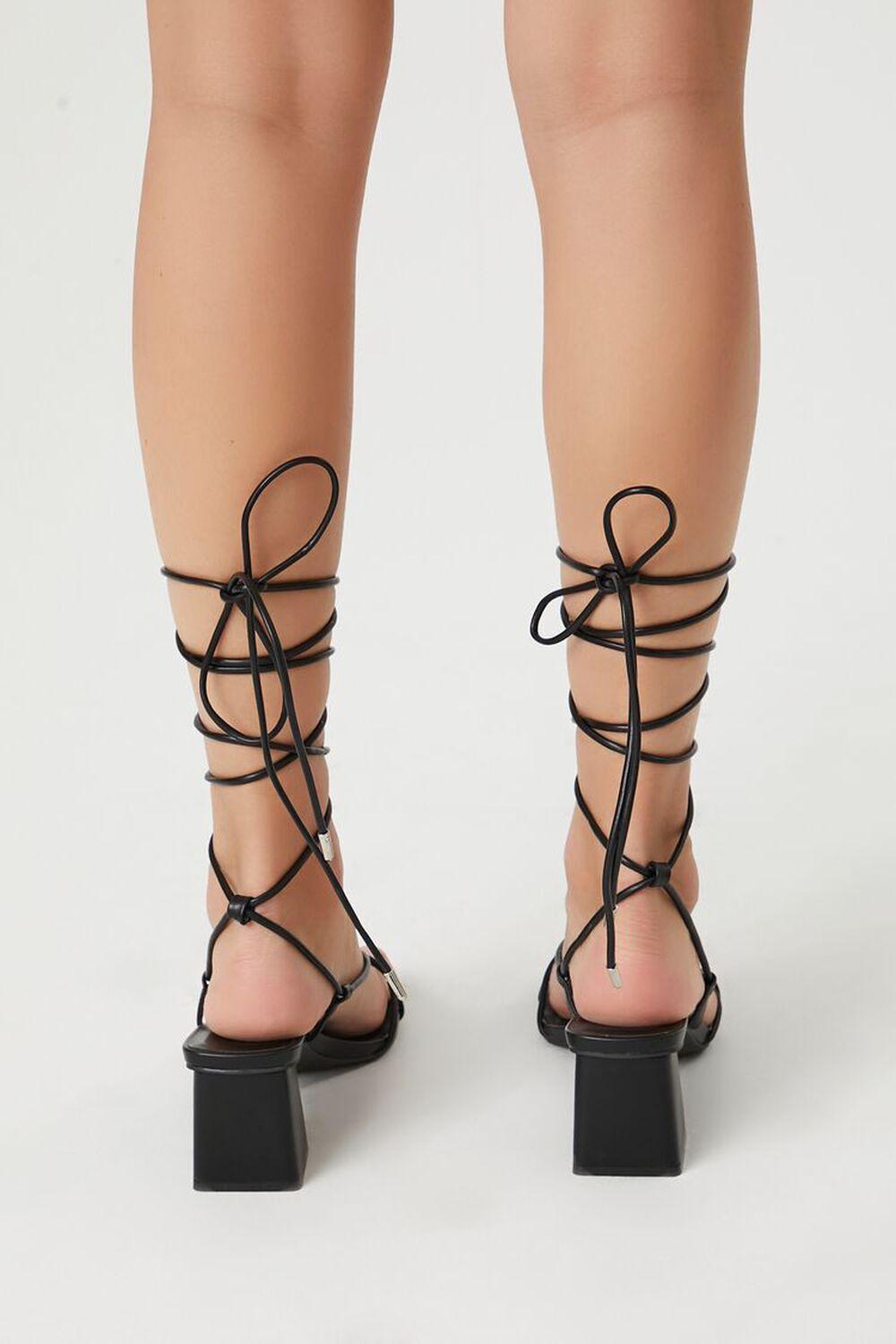 Strappy Lace-Up Block Heels | Forever 21 Product Image