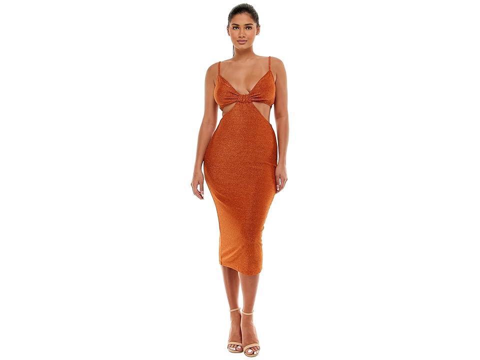 Bebe Side Cutout Lurex Dress (Amberglow ) Women's Clothing product image