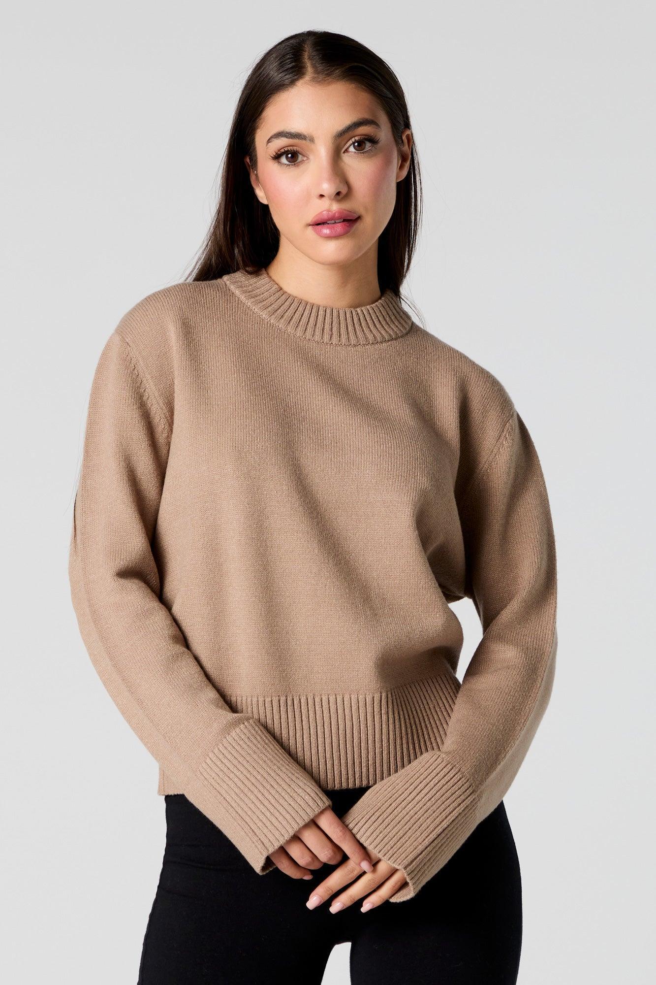 Ribbed Trim Crewneck Sweater Female Product Image