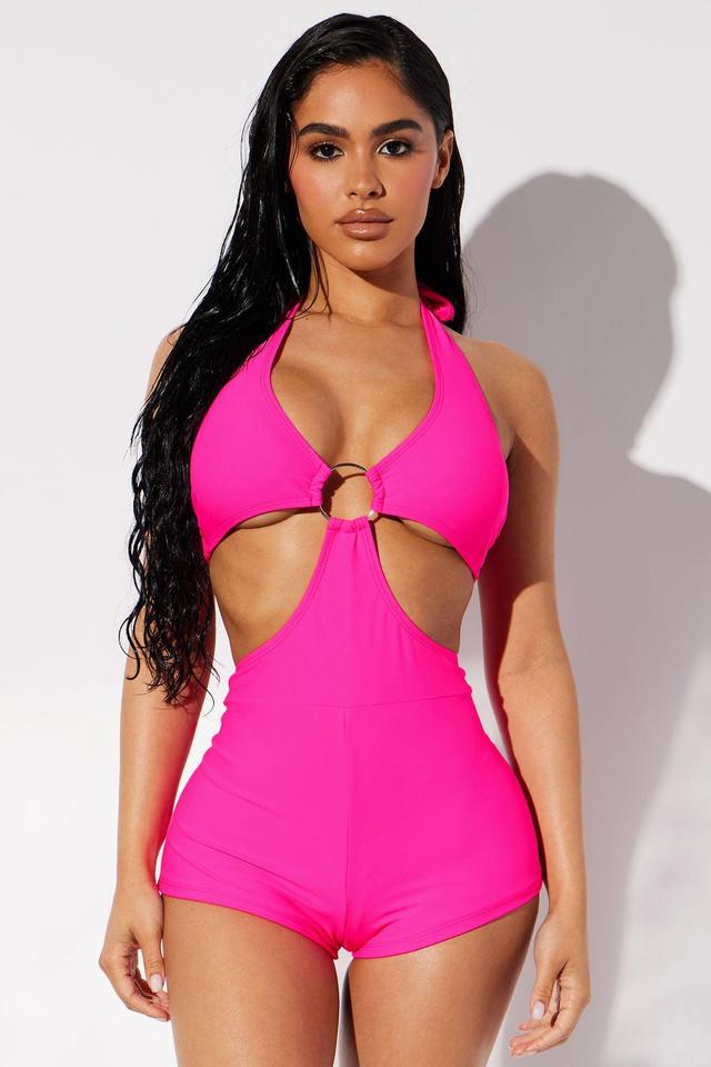 Sophia Cut Out 1 Piece Swimsuit  - Hot Pink Product Image