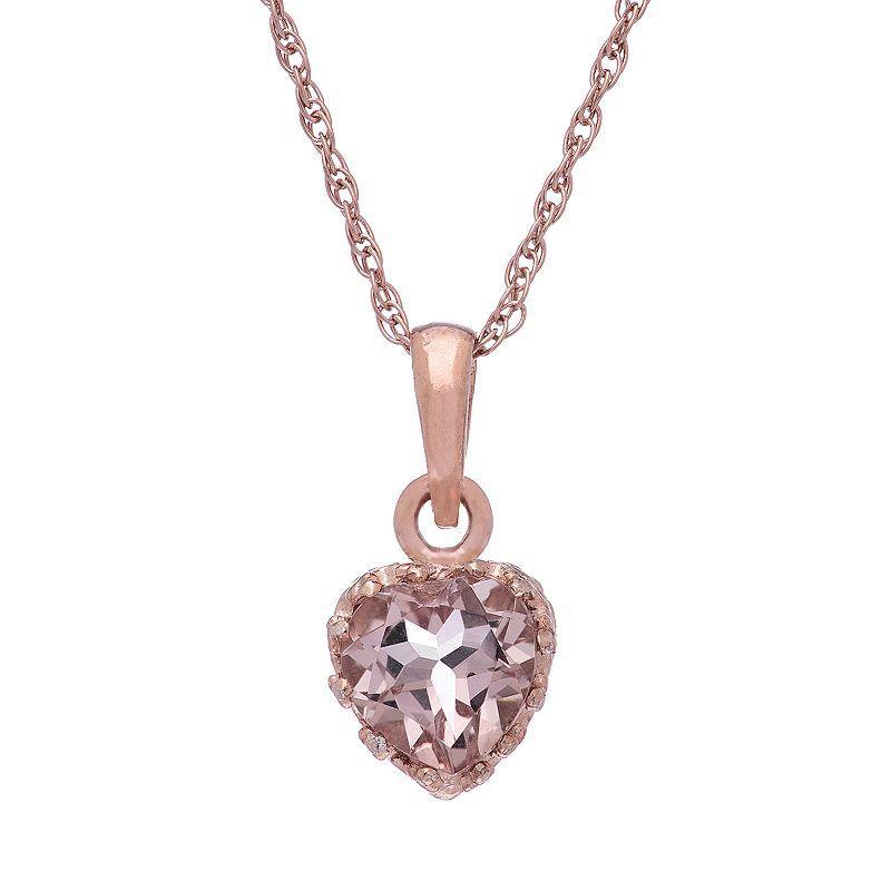 Designs by Gioelli 14k Rose Gold Over Silver Simulated Morganite Heart Pendant, Womens Pink Product Image