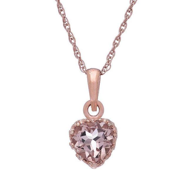 Designs by Gioelli 14k Rose Gold Over Silver Simulated Morganite Heart Pendant, Womens Pink Product Image