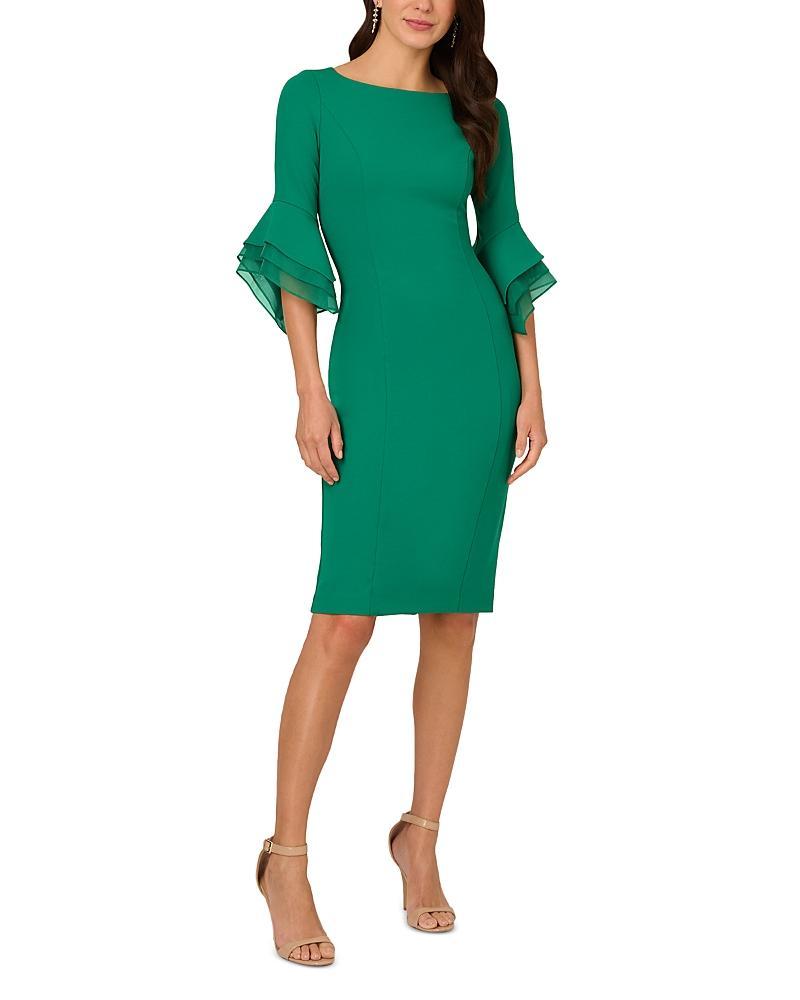 Adrianna Papell Tiered Sleeve Crepe Dress Product Image