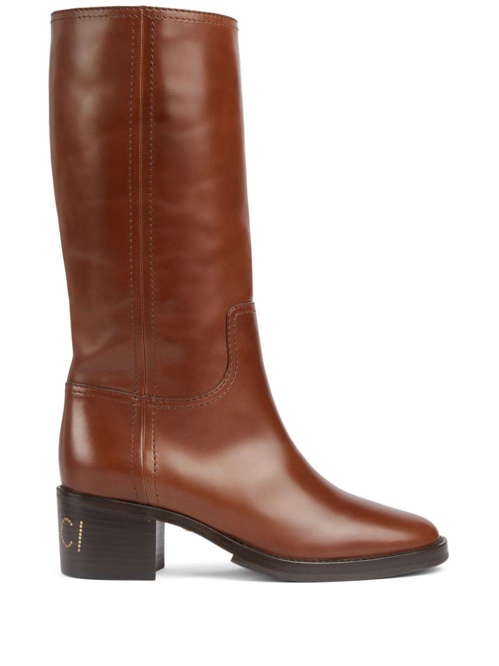 Above-knee Leather Boots In Brown product image