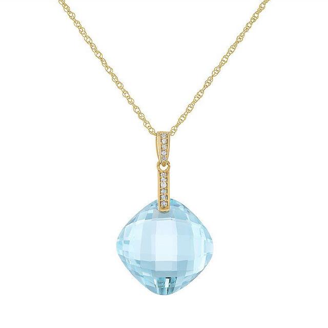 Tiara 14k Gold Gemstone & Diamond Accent Pendant Necklace, Womens Lab Cr Aquamarine Product Image