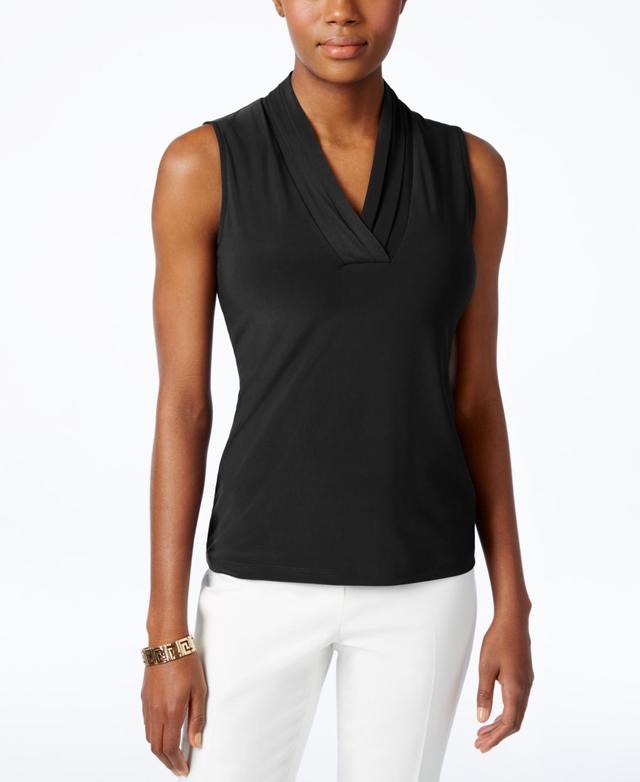 Anne Klein Womens Sleeveless Pleated V-Neck Shell Top Product Image