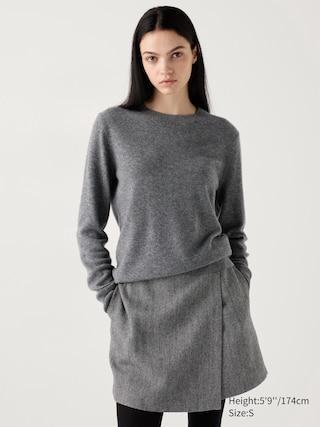 Womens Cashmere Sweater Gray Medium UNIQLO US Product Image