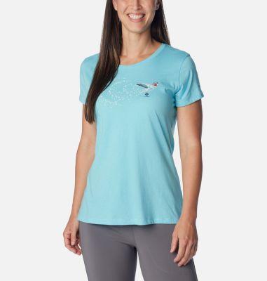 Womens Columbia Daisy Days Crewneck Graphic Tee Aquamarine Grey Product Image