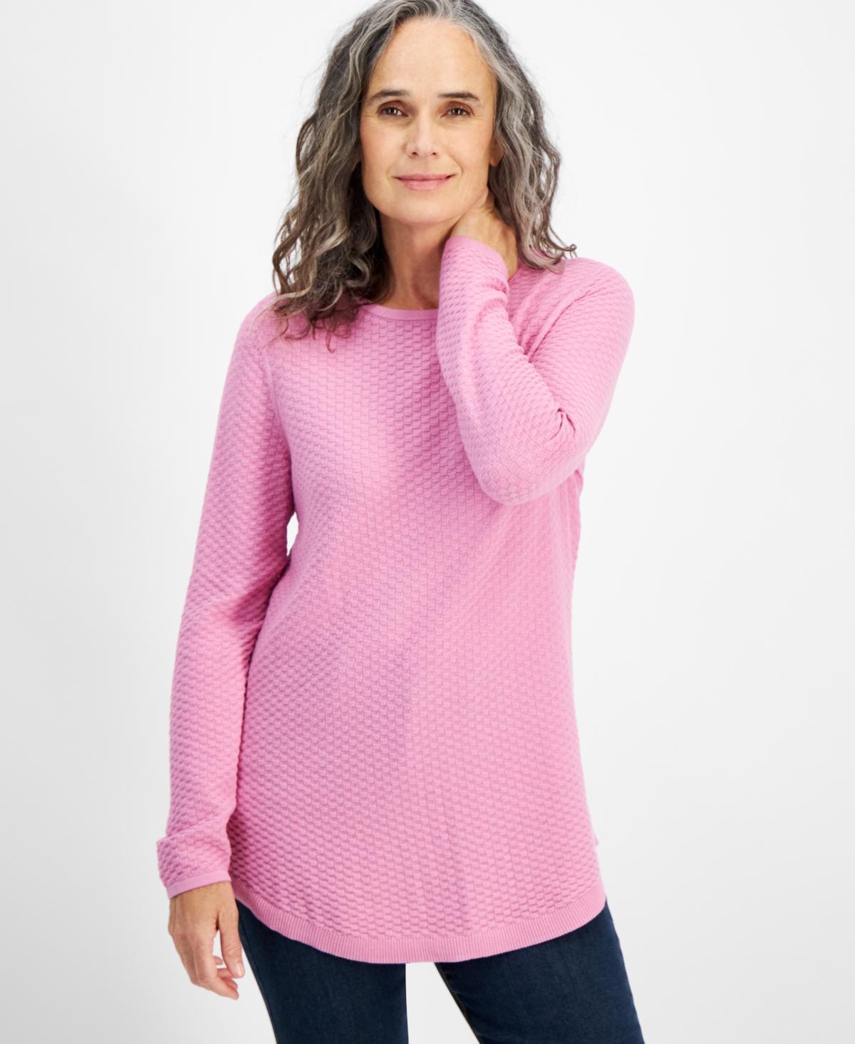 Style & Co Womens Cotton Curved-Hem Stitch Sweater, Created for Macys Product Image