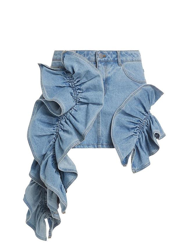 Womens Rivington Ruffled Denim Miniskirt Product Image