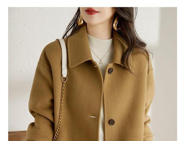 Collar Plain Single-Breasted Coat Product Image