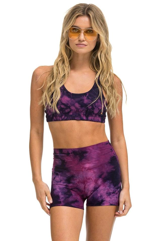 HAND DYED 3 INCH HI-RISE BIKER SHORT - TIE DYE CRYSTAL ROSE Female Product Image