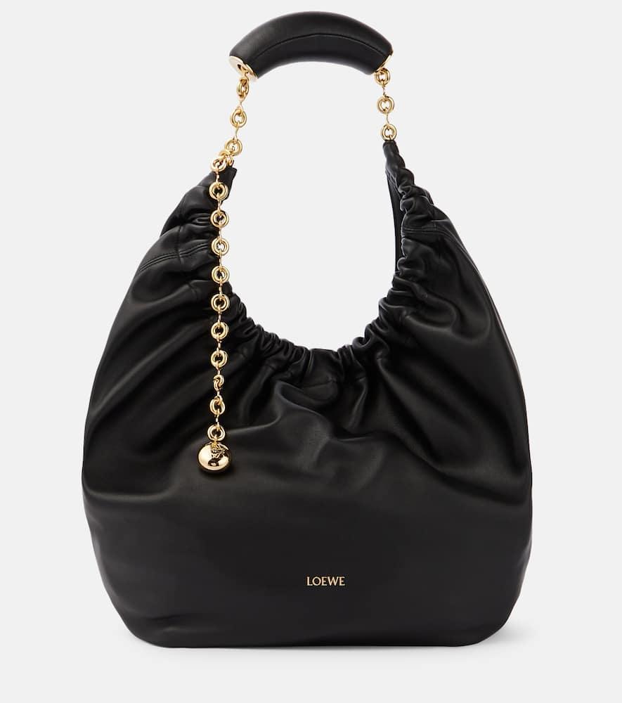 LOEWE Squeeze Medium Leather Shoulder Bag In Black Product Image