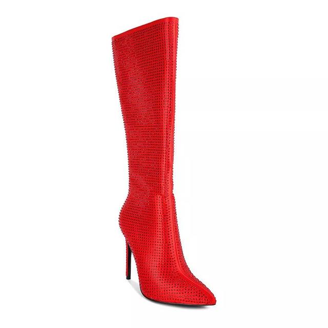 London Rag Pipette Diamante Womens Knee-High Boots Product Image