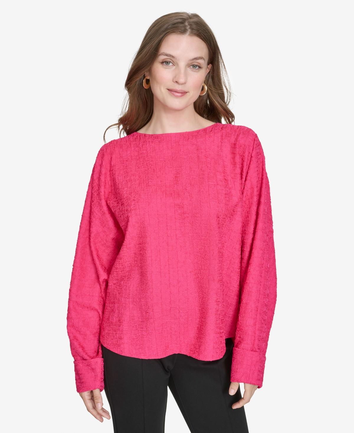 Halston Womens Textured Dolman-Sleeve Cuffed Blouse Product Image