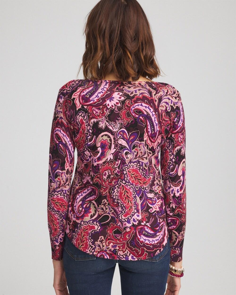 Paisley V-Neck Pullover Sweater Product Image