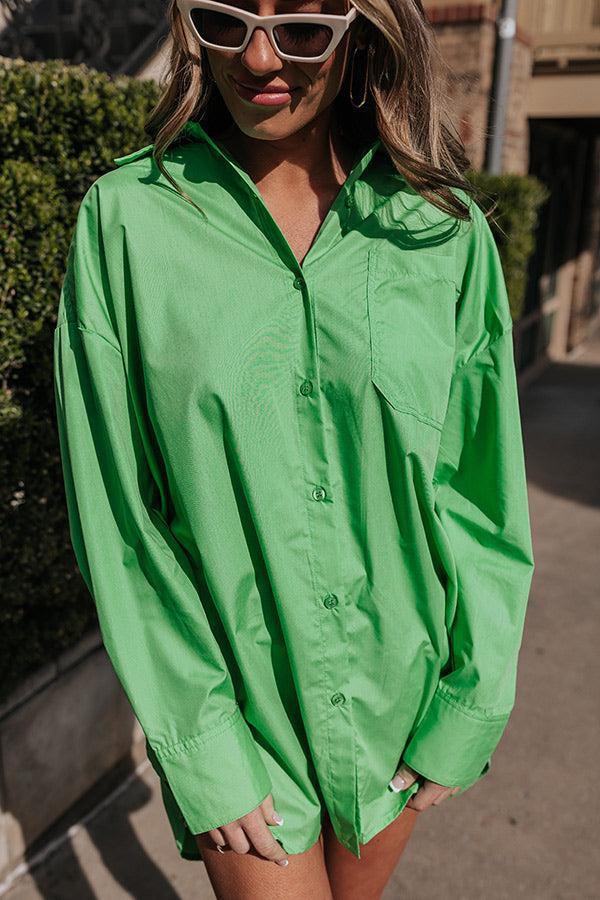 Urban Adventures Oversized Button Up In Kelly Green Product Image