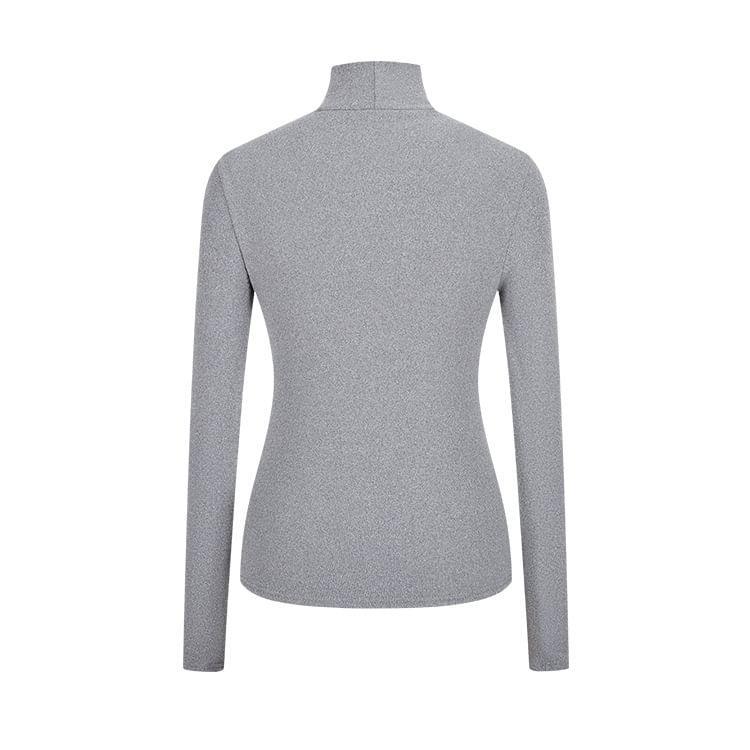 Long-Sleeve Turtleneck Fleece-Lined Slim Fit Tee Product Image