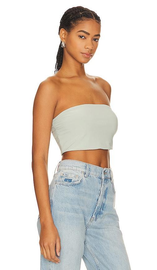 Norma Kamali Strapless Cropped Top in Sage. Product Image