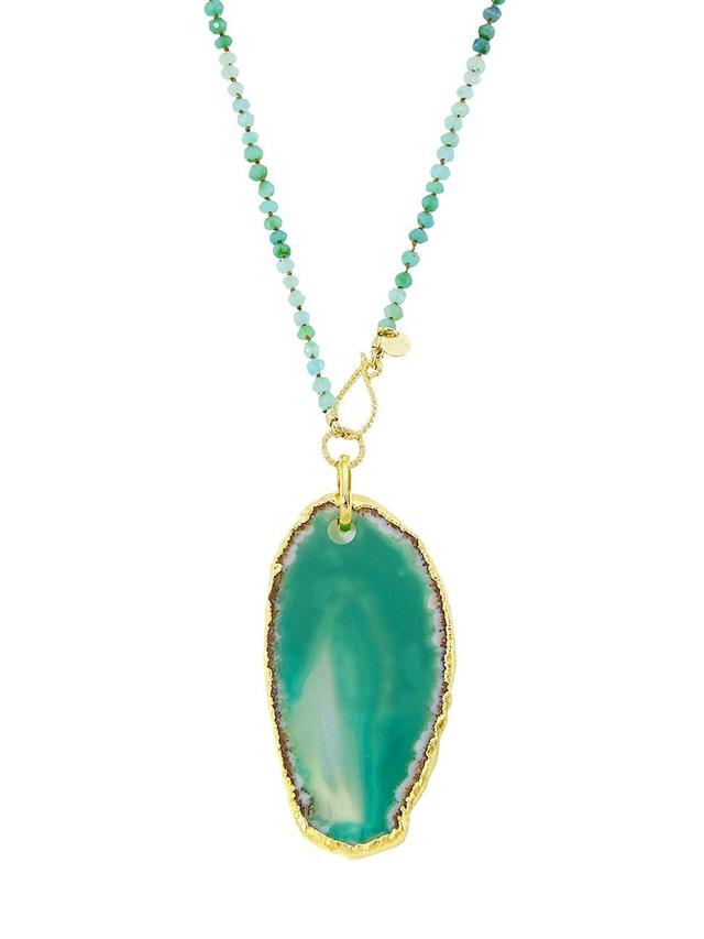 Womens Moorea 24K-Gold-Plated & Chrysoprase Pendant Necklace Product Image