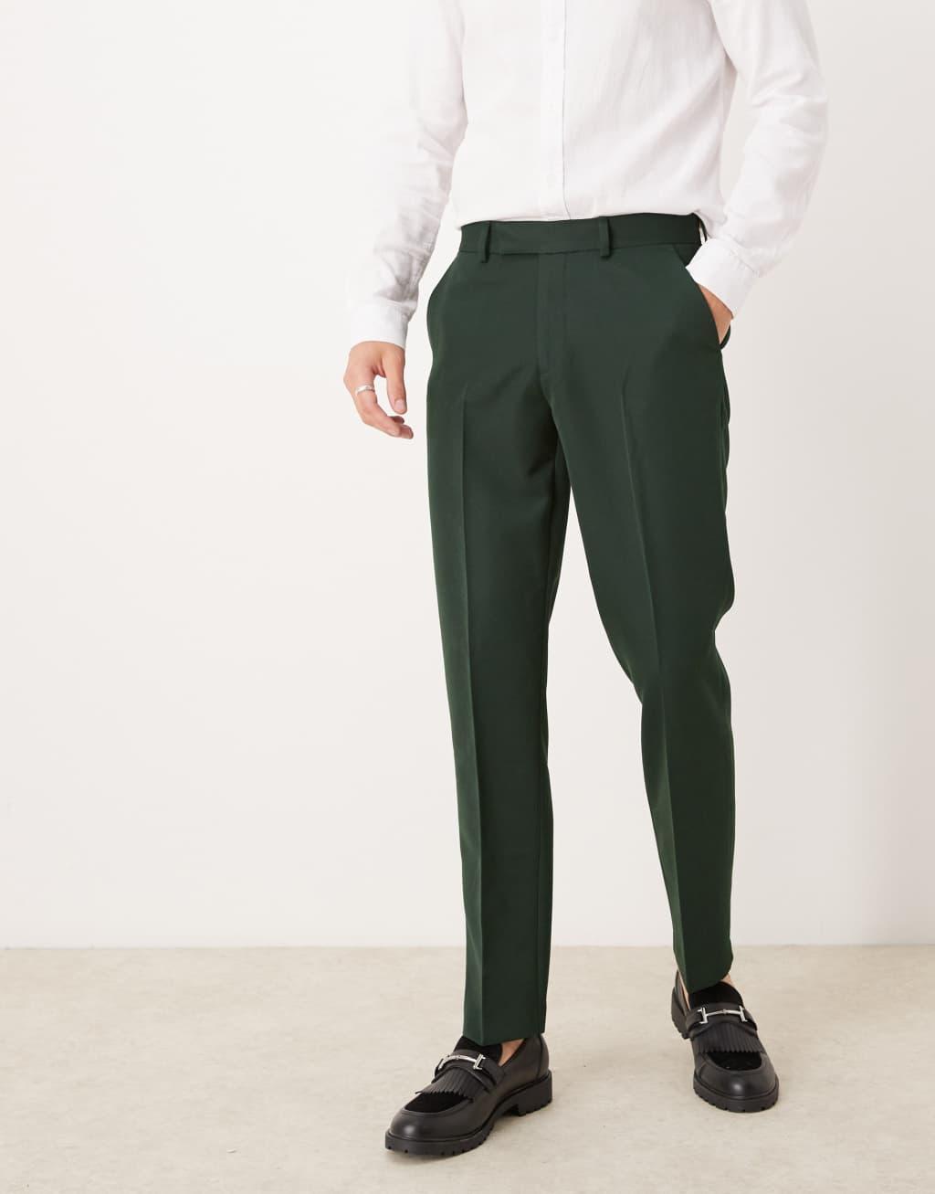 ASOS DESIGN smart slim fit pants in dark green Product Image