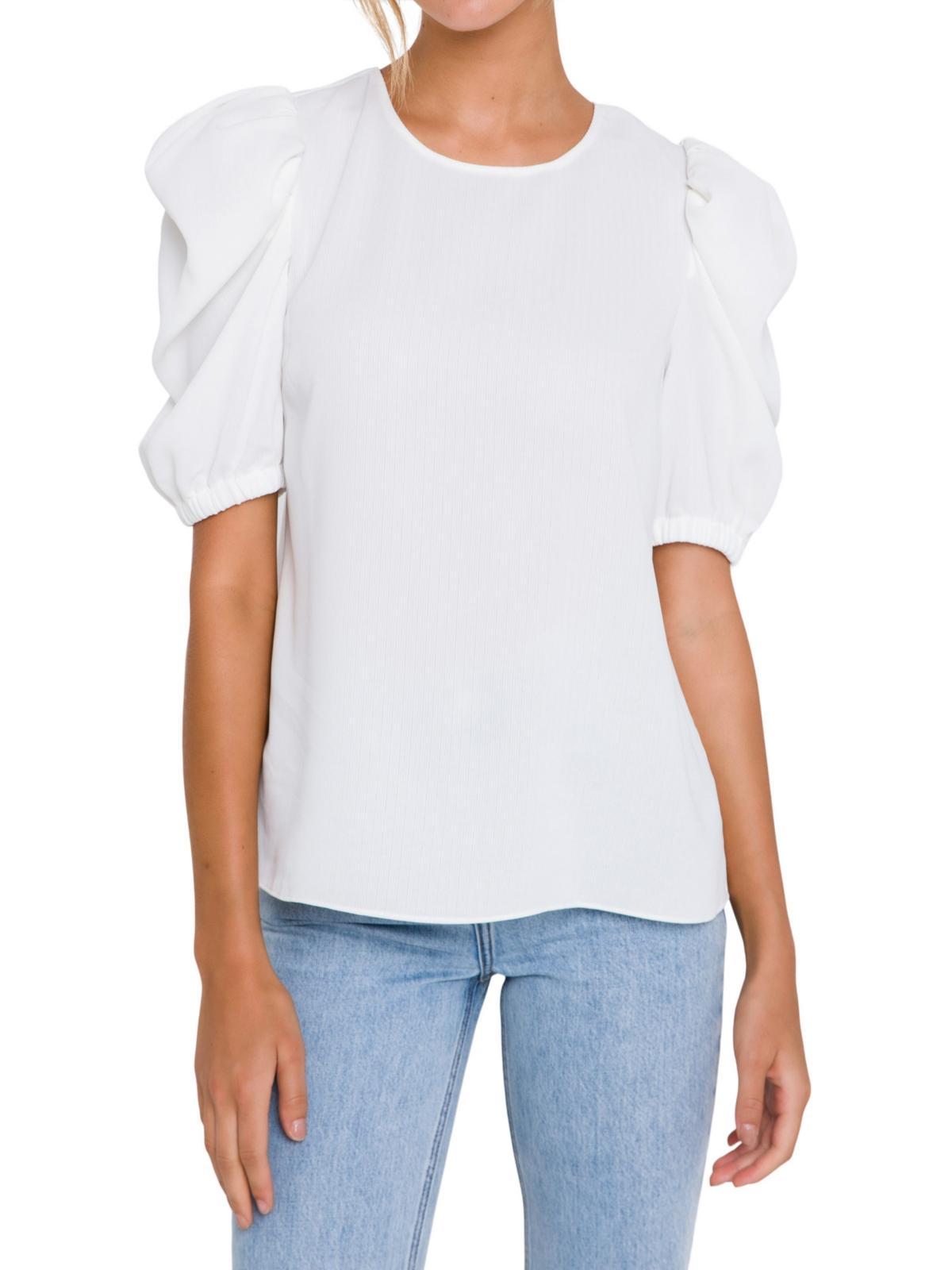 English Factory Womens Pleated Puff Sleeve Top Product Image