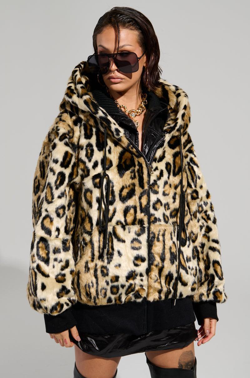 SYDNEY FAUX FUR ZIP UP HOODIE Product Image