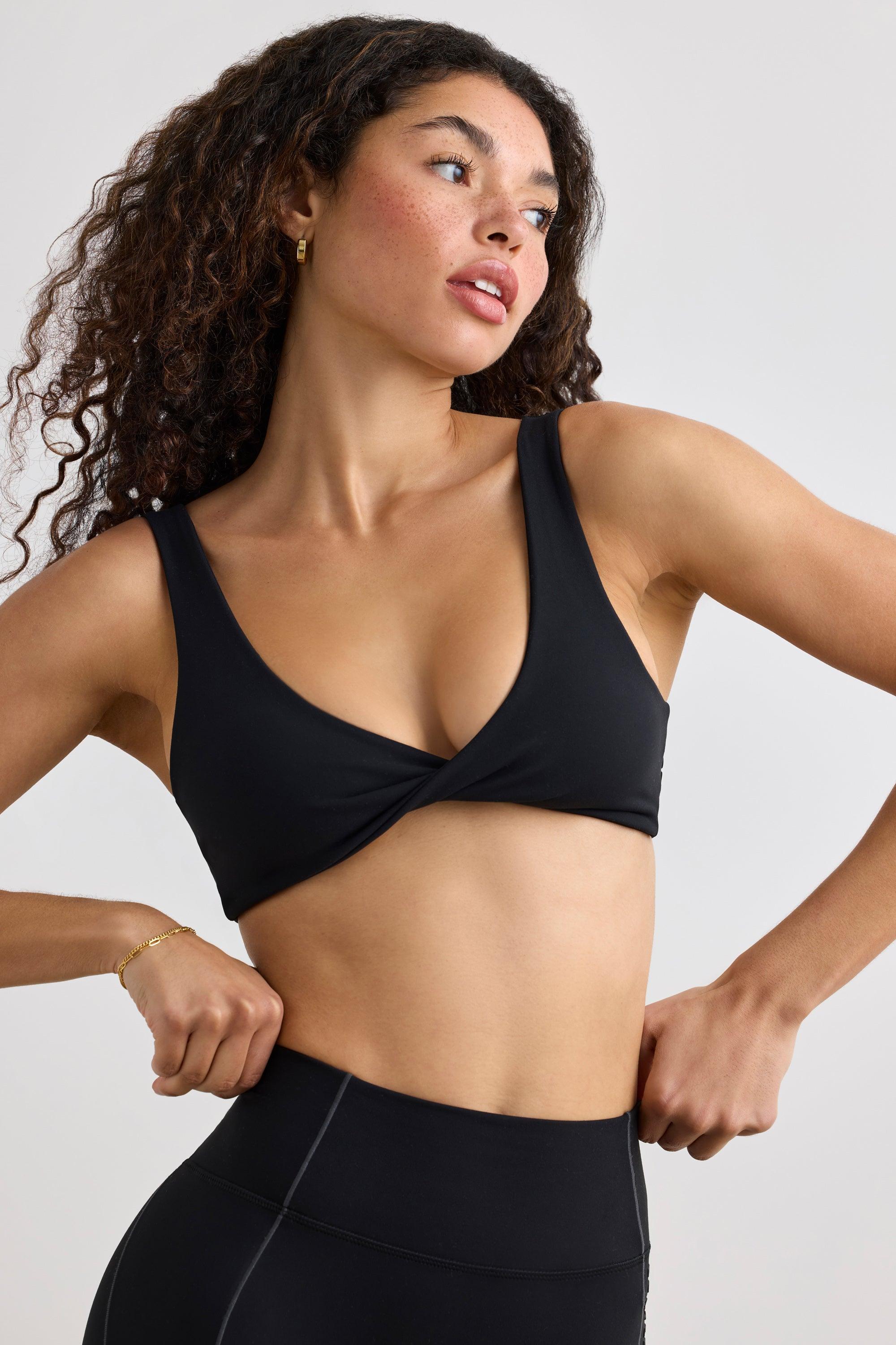 Soft Active V-Neck Sports Bra in Black Product Image