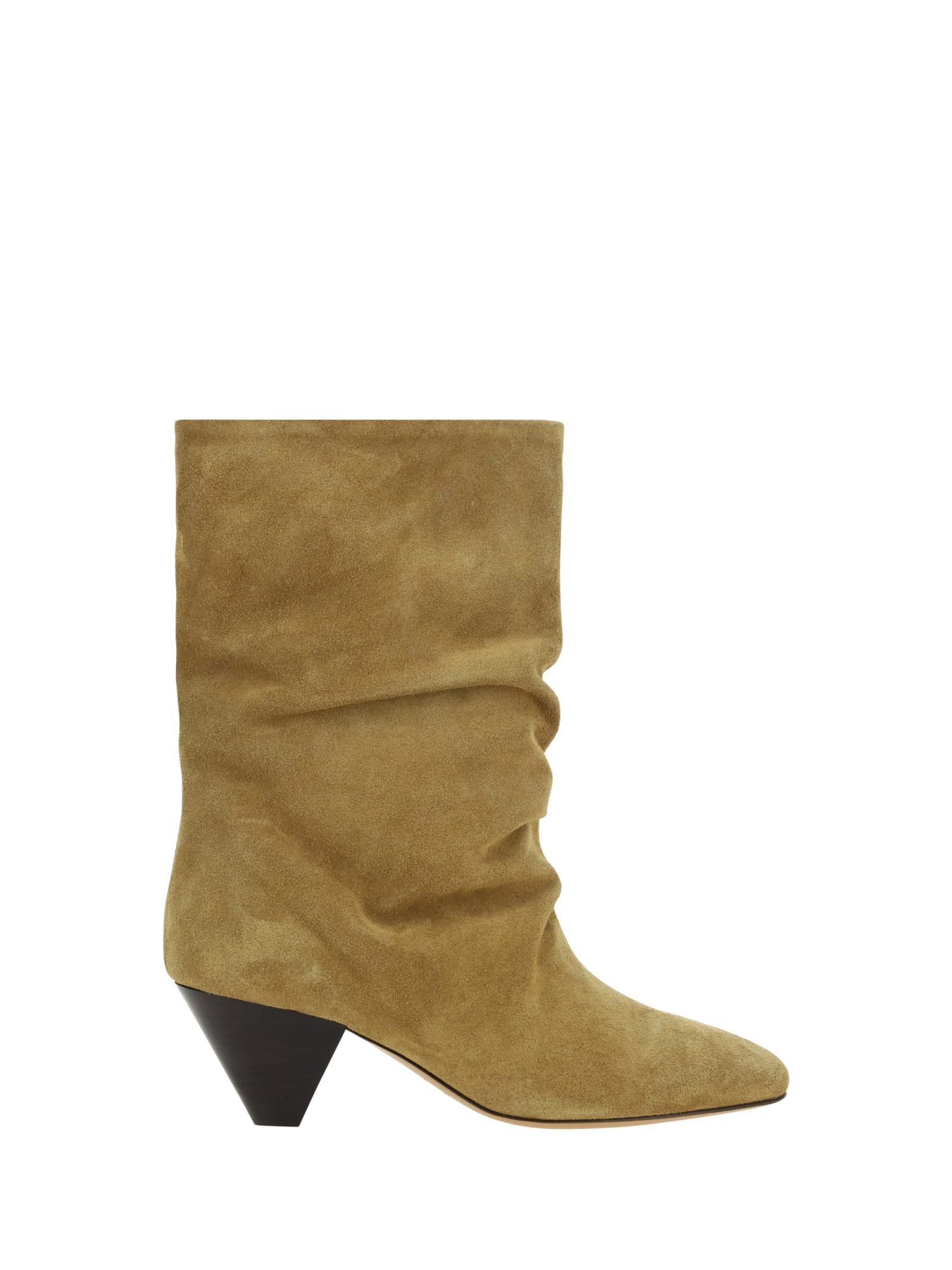 Slouchy Suede Boots In Taupe Product Image