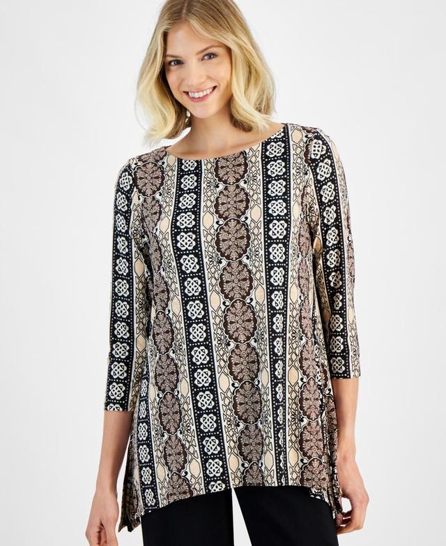 Women's Printed 3/4-Sleeve Swing Top, Created for Macy's Product Image