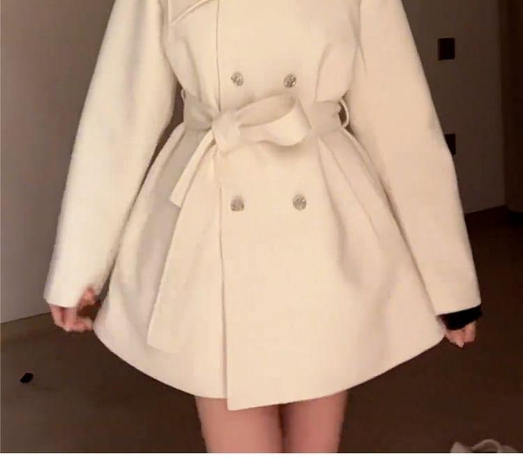 Long-Sleeve Double Breasted Plain Mini A-Line Blazer Dress Product Image