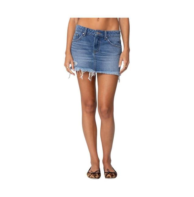 Edikted Womens Tomi Distressed Denim Mini Skirt Product Image