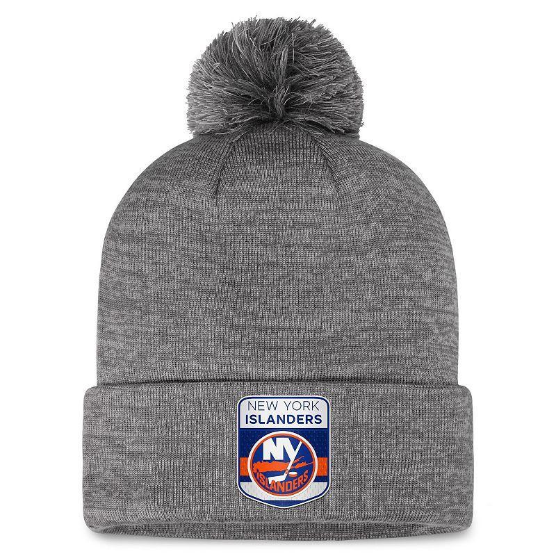 Mens Fanatics Branded  Gray New York Islanders Authentic Pro Home Ice Cuffed Knit Hat with Pom Product Image