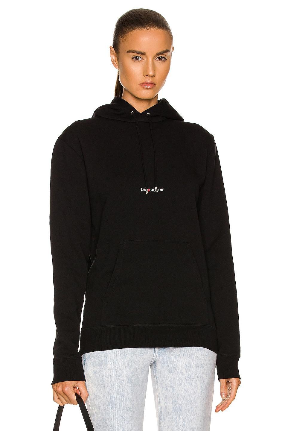 Saint Laurent Logo Sweatshirt in Noir & Blanc - Black. Size XS (also in L, M, S). Product Image