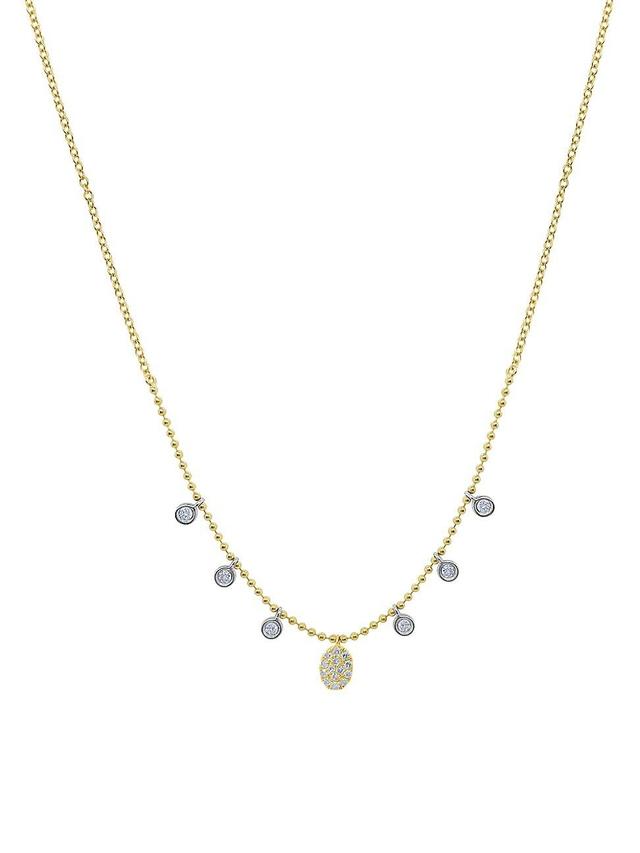 Womens Two-Tone 14K Gold, Blue Topaz & 0.08 TCW Diamond Charm Necklace Product Image