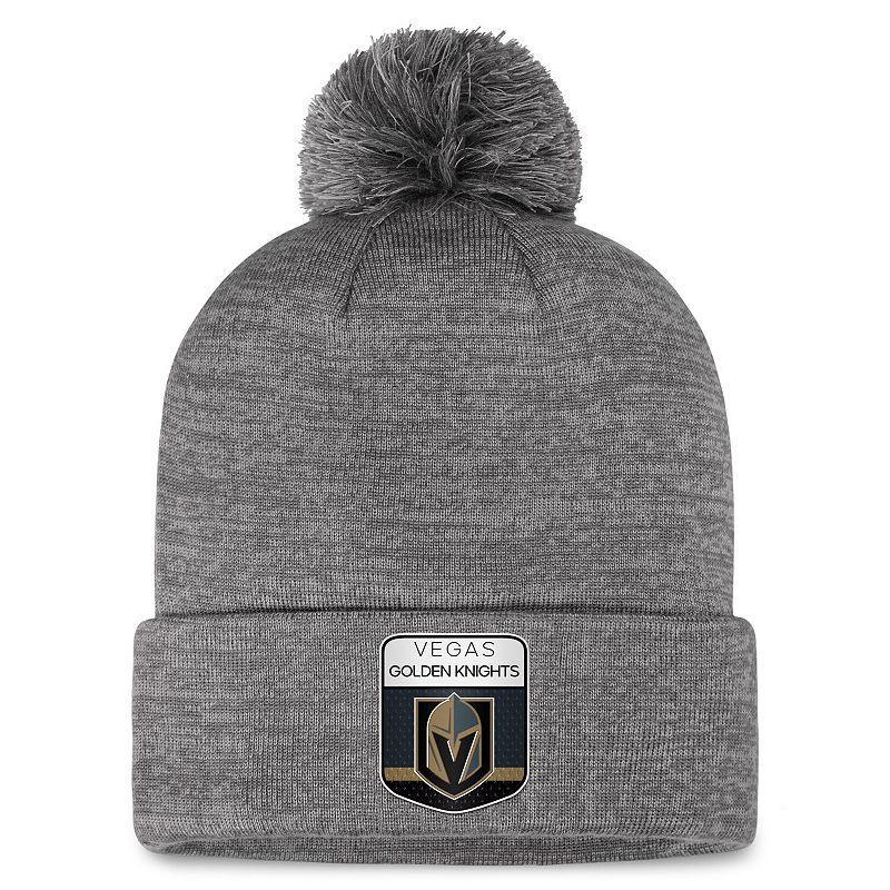 Mens Fanatics Branded Gray Vegas Golden Knights Authentic Pro Home Ice Cuffed Knit Hat with Pom, Grey Product Image