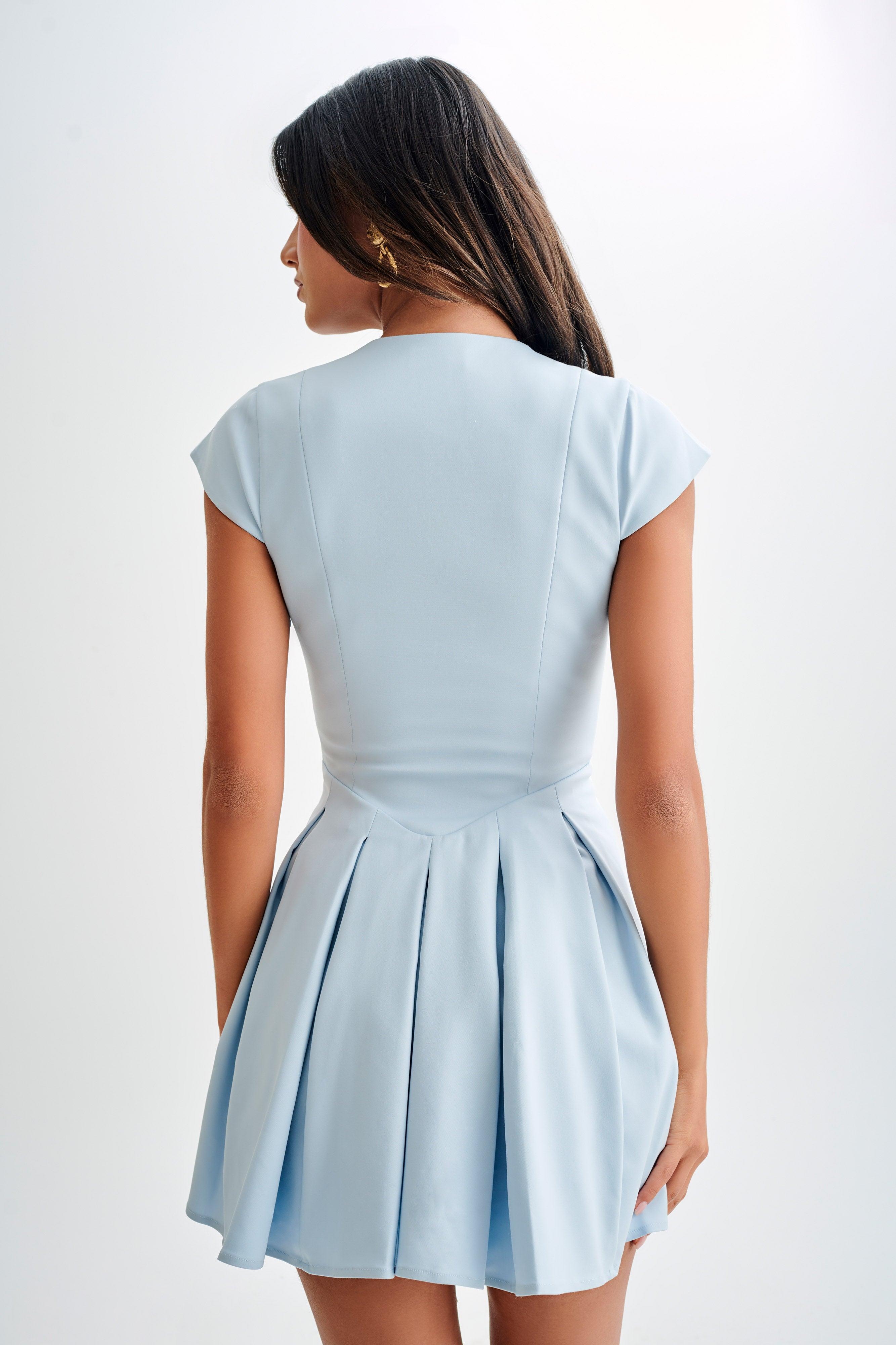 Keely Cotton Cap Sleeve Mini Dress - Sky Blue Product Image