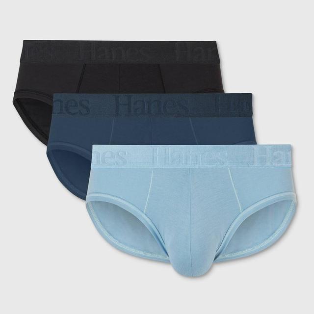 Hanes Originals Premium Mens SuperSoft Briefs 3pk - Blue/Black Product Image