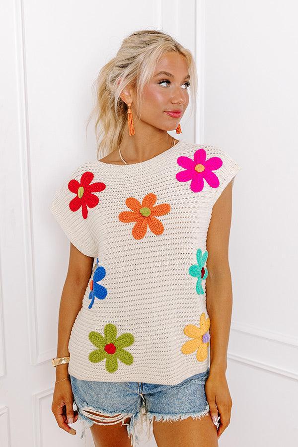 Blossoms Around Embroidered Sweater Top Product Image