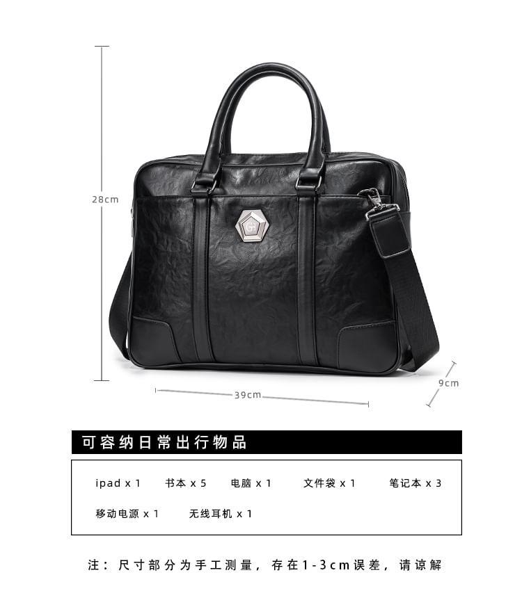 Logo Faux Leather Briefcase Product Image