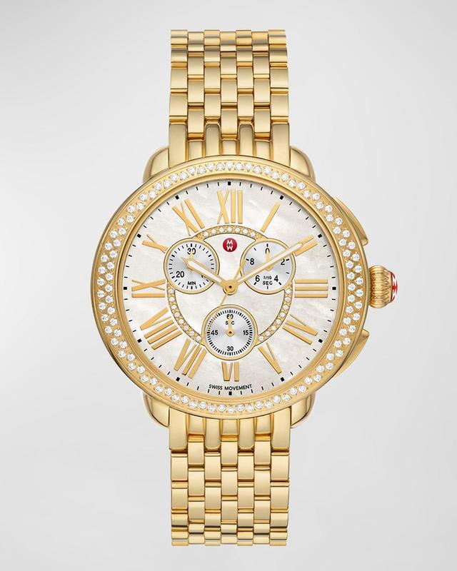 Womens Serein 18K-Gold-Plated Stainless Steel, Mother-Of-Pearl & 0.62 TCW Diamond Chronograph Watch/38MM x 40MM Product Image