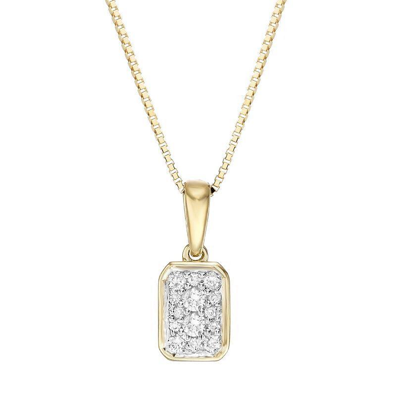 Gemminded 10k Rose Gold 1/8 Carat T.W. Diamond Rectangle Pendant Necklace, Womens Product Image