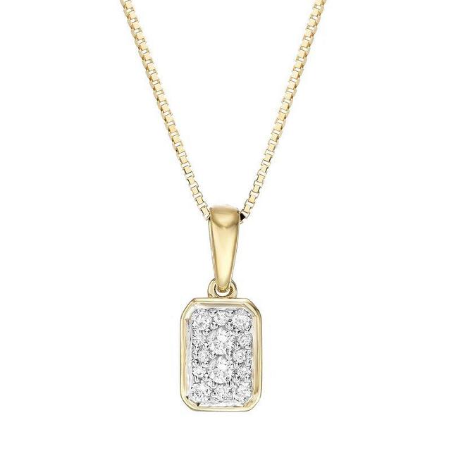 Gemminded 10k Rose Gold 1/8 Carat T.W. Diamond Rectangle Pendant Necklace, Womens Product Image