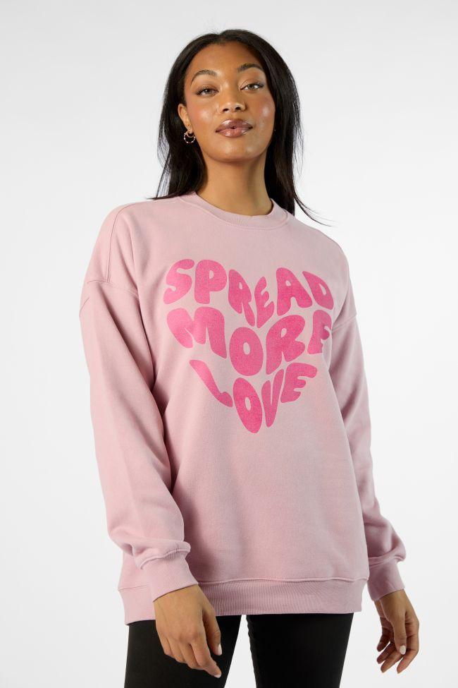 Spread More Love Mauve Oversized Graphic Sweatshirt Product Image