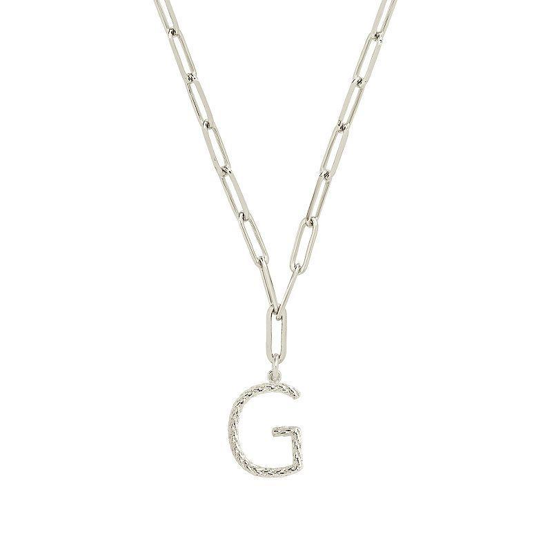 MC Collective Braided Initial Pendant Necklace, Womens Silver Tone G Product Image